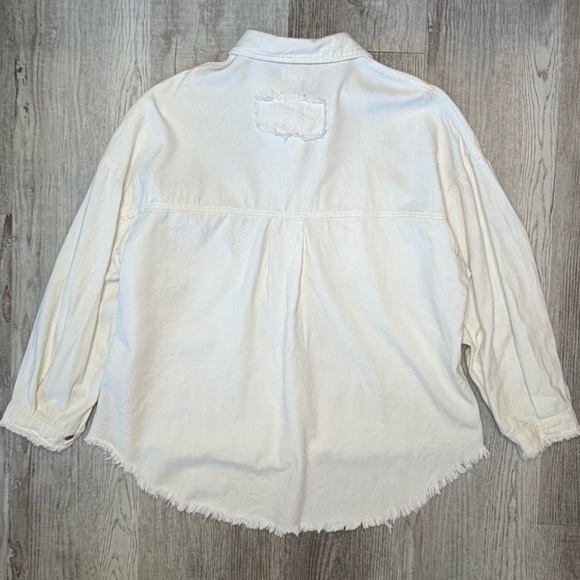 POL Button Up Shaket Jacket with Sequin Front Pockets Women’s Size M Off White - Picture 8 of 14